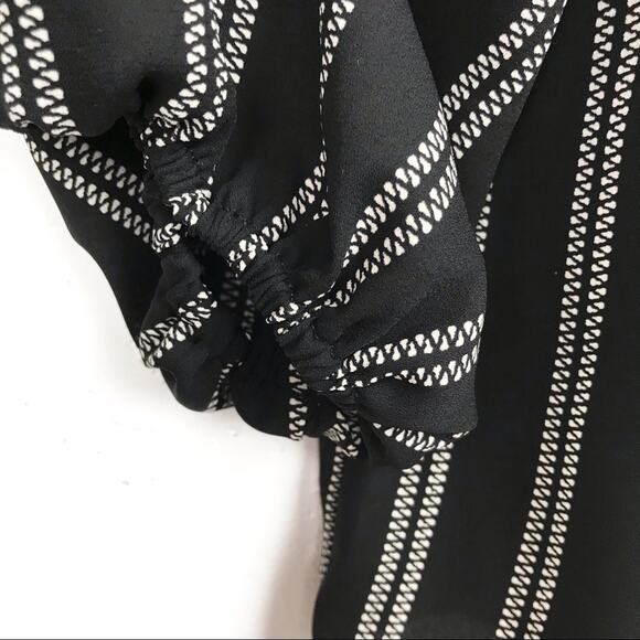 Halogen One Shoulder Ruffle Stripe Blouse Black Sm - Picture 6 of 11